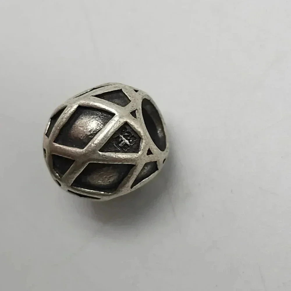 Sterling Silver Pandora Harlequin Criss Cross Charm Bead 1/2